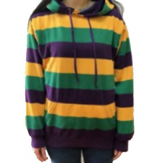 Mardi Gras Striped Hoodie - Triple Extra Large
