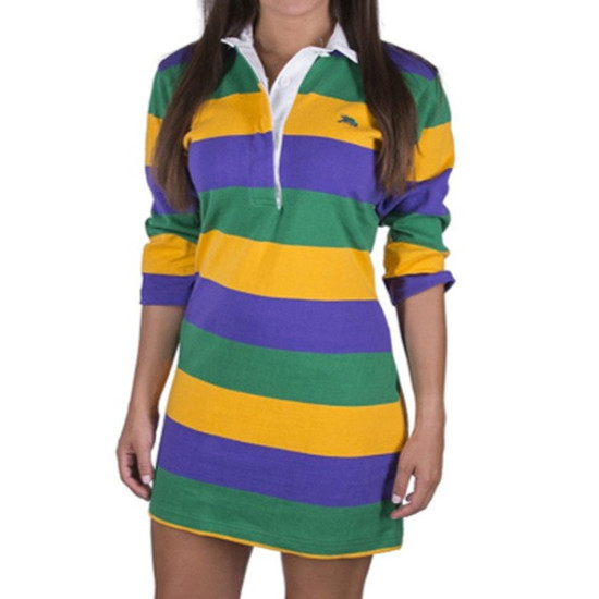 Mardi Gras Striped Polo Dress - Small