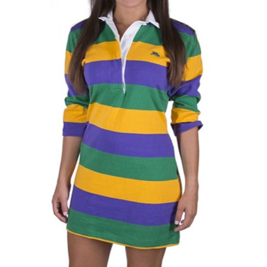 Mardi Gras Striped Polo Dress - Extra Large