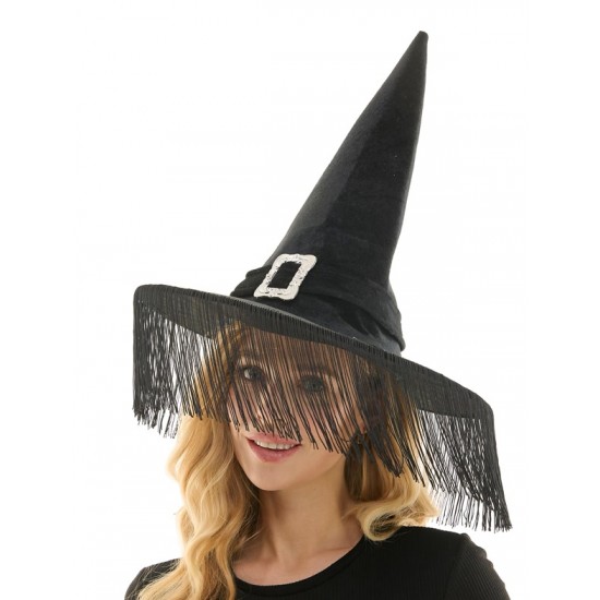 Black Witch Hat with Fringe