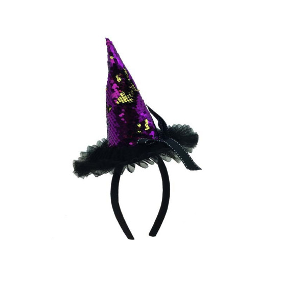 Sequin Purple Witch Hat Headba