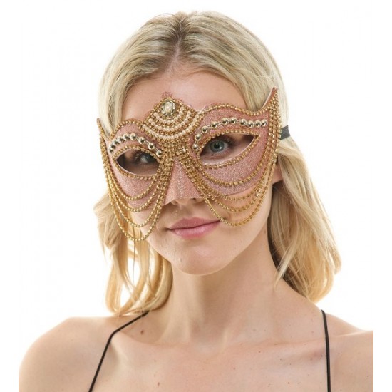 Rose Gold Jeweled Half Mask