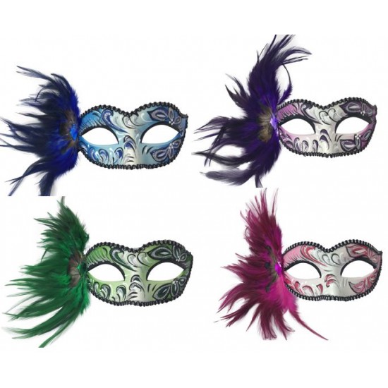 Feather Masquerade Masks - Assorted